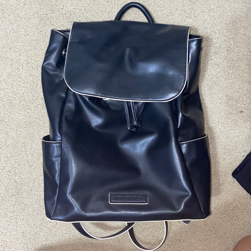 Faux leather Vera Bradley black backpack/purse.